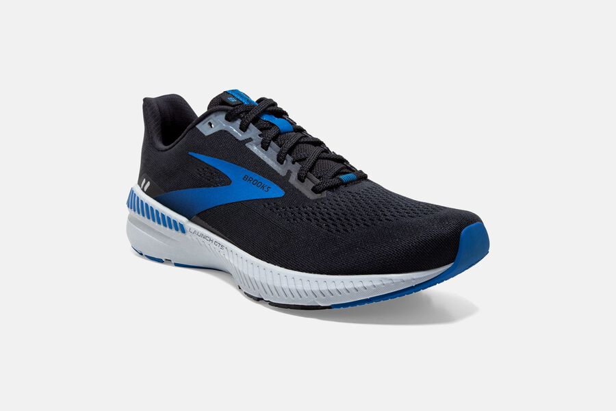 Brooks Israel Launch GTS 8 Road Running Shoes Mens - Black/Grey/Blue - TFV-437152